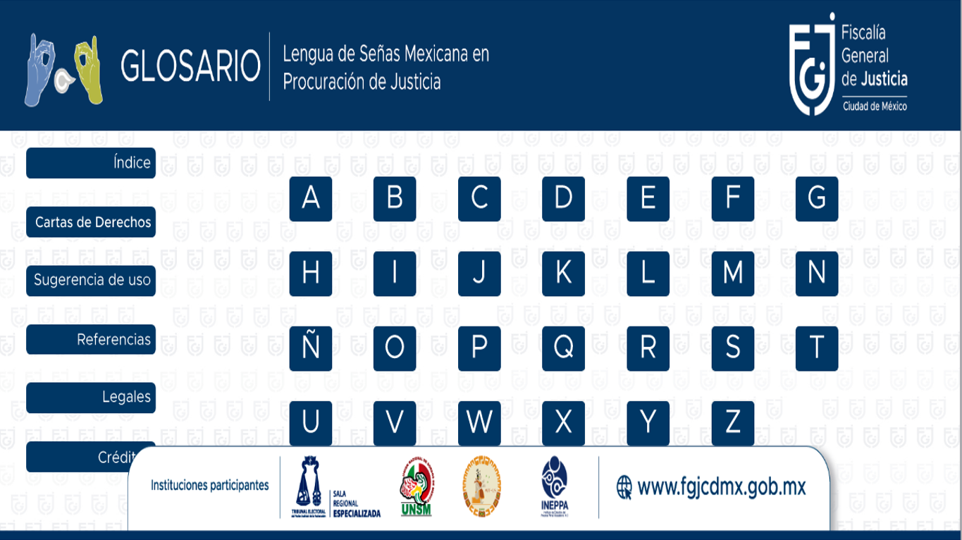 Imagen de Glosario de lengua de señas mexicana en procuración de Justicia